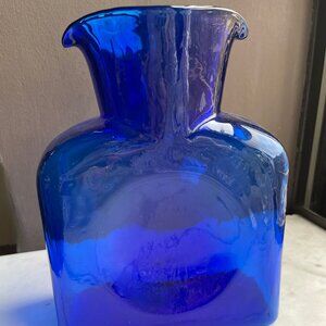 Cobalt Blue Blenko 384 double Spout Pitcher Vintage